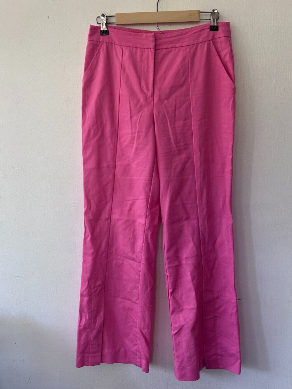 Trina Turk Wide Leg Ankle Slit Pants Womens 4 Pink Preppy Glam Coastal Feminine